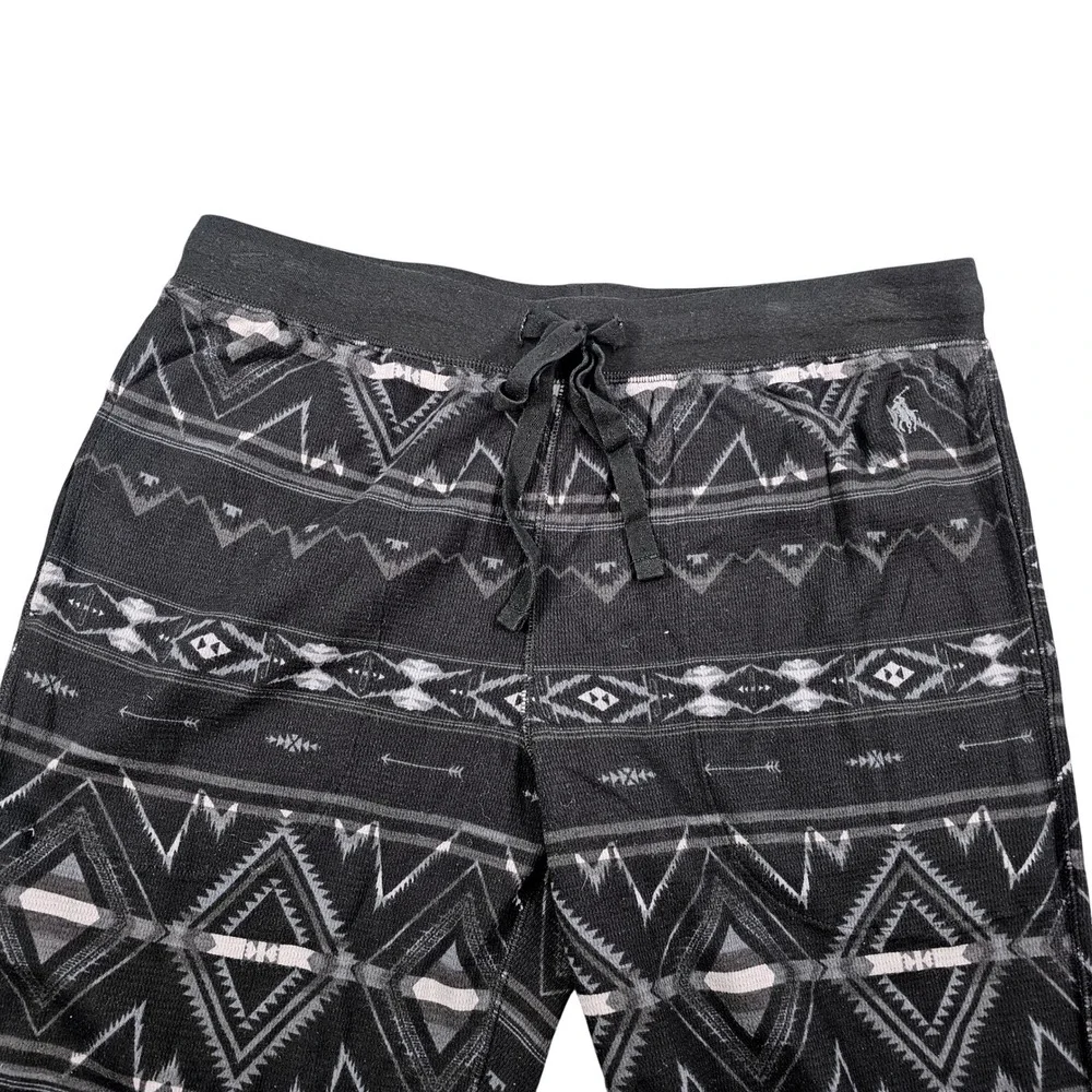 Polo‎ Ralph Lauren Mens Pajama Lounge Pants Black Aztec Print Drawstring XL
